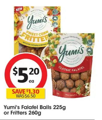 Coles Yumi's Falafel Balls or Fritters offer