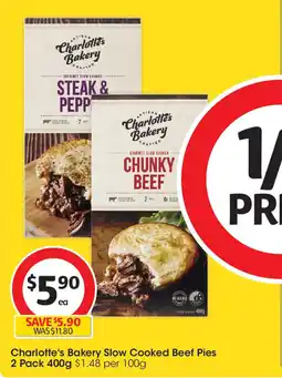 Coles Charlotte's Bakery Slow Cooked Beef Pies offer