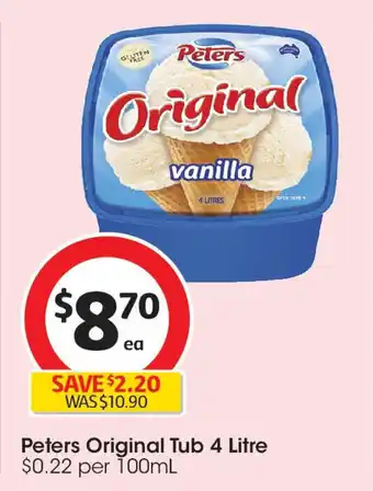 Coles Peters Original Tub 4 Litre offer