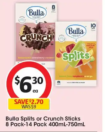 Coles Bulla Splits or Crunch Sticks offer