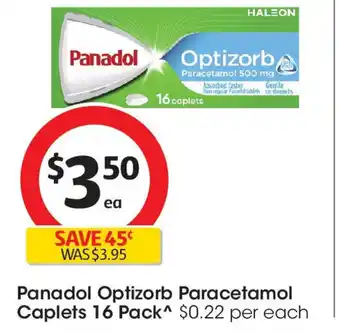 Coles Panadol Optizorb Paracetamol Caplets offer