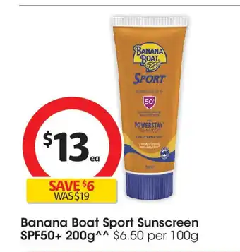 Coles Banana Boat Sport Sunscreen offer