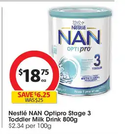 Coles Nestlé NAN Optipro Stage 3 Toddler Milk Drink offer