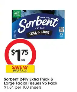 Coles Sorbent 2-Ply Extra Thick and Large Facial Tissues 95 Pack offer