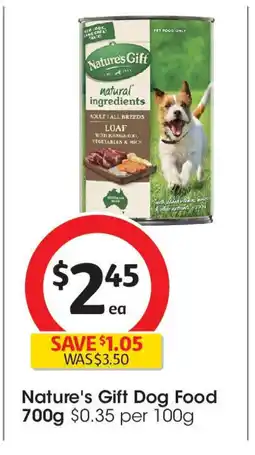 Coles Nature's Gift Dog Food 700g offer