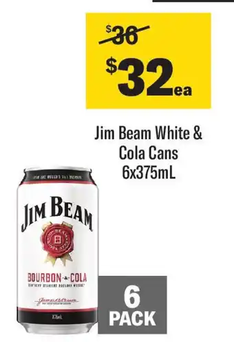 Coles Jim Beam White and Cola Cans 6x375mL offer