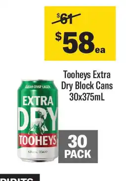 Coles Tooheys Extra Dry Block Cans offer