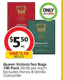 Coles Queen Victoria Tea Bags 100 Pack offer