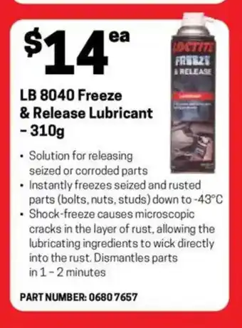 Blackwoods LB 8040 Freeze and Release Lubricant offer