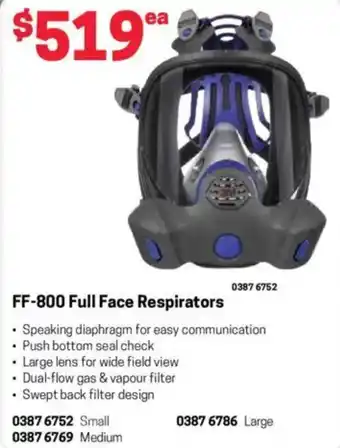 Blackwoods FF-800 Full Face Respirators offer