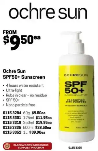 Blackwoods ochre sun offer