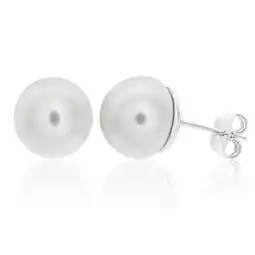 Shiels Sterling Silver Rhodium Plated Pearl Stud Earrings offer