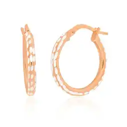 Shiels 9ct Rose Gold Silver Filled 15mm Diamond Cut Hoop Earrings offer