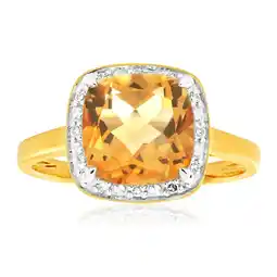 Shiels 9ct Yellow Gold 2ct Citrine and Diamond Ring offer