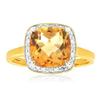 Shiels 9ct Yellow Gold 2ct Citrine and Diamond Ring offer