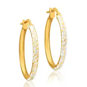 Shiels 9ct Yellow Gold Silver Filled 20mm Hoop Earrings with diamond cut feature offer