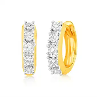 Shiels Luminesce Lab Grown Diamond Hoop Earrings in 9ct Yellow Gold offer