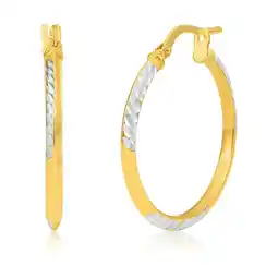 Shiels Silverfilled 9ct Yellow Gold 20mm Diamond Cut Hoop Earrings offer