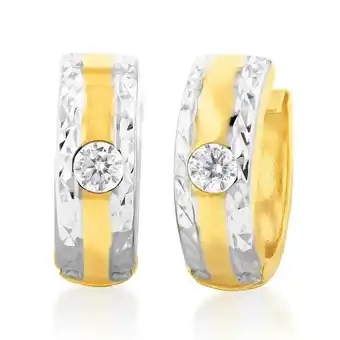 Shiels 9ct Yellow And White Gold Silverfilled Cubic Zirconia 10mm Hoop Earrings offer