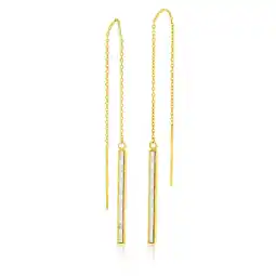 Shiels 9ct Yellow Gold Silver Filled Crystal Thread Drop Earrings offer