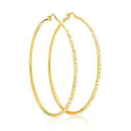 Shiels 9ct Yellow Gold Silver Filled 60mm Hoop Earrings with diamond cut feature offer