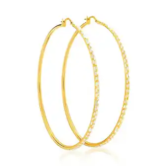 Shiels 9ct Yellow Gold Silver Filled 60mm Hoop Earrings with diamond cut feature offer