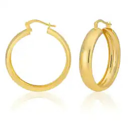 Shiels 9ct Yellow Gold Silver Filled 6x25mm Hoop Earrings offer