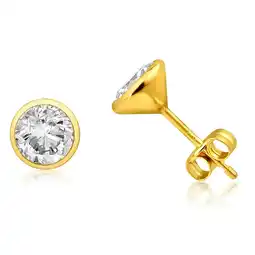 Shiels 9ct Yellow Gold Bezel Set 6mm Cubic Zirconia Stud Earrings offer