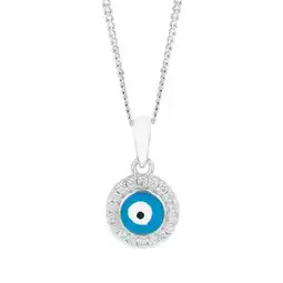 Shiels Sterling Silver Cubic Zirconia Evil Eye In Circle Pendant offer