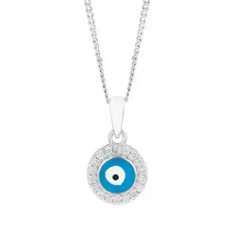 Shiels Sterling Silver Cubic Zirconia Evil Eye In Circle Pendant offer