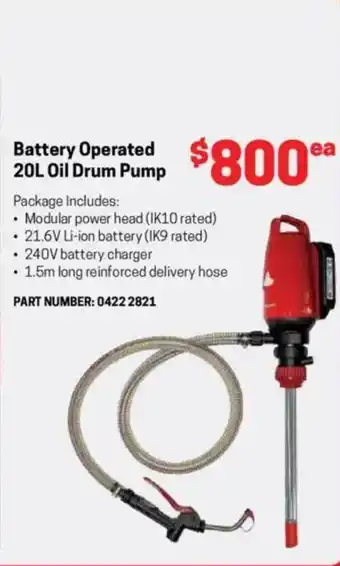 Blackwoods Battery Operated Oil Drum Pump offer