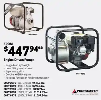 Blackwoods Engine Driven Pumps offer