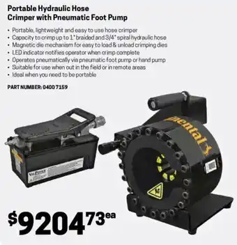 Blackwoods Portable Hydraulic Hose Crimper with Pneumatic Foot Pump offer