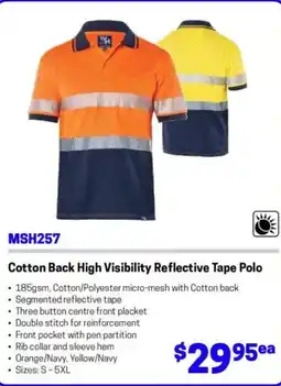 Blackwoods Cotton Back High Visibility Reflective Tape Polo offer