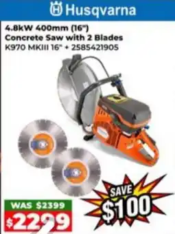 Sydney Tools Concrete Saw with 2 Blades K970 MKIII 16" offer