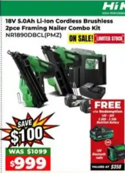 Sydney Tools 18V 5.0Ah Li-Ion Cordless Brushless 2pce Framing Nailer Combo Kit offer