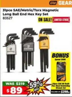 Sydney Tools 31pce SAE/Metric/Torx Magnetic Long Ball End Hex Key Set offer