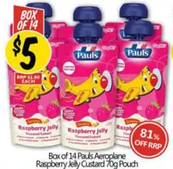 NQR Bax of 14 Pauls Aeroplane Raspberry Jelly Custard Pouch offer