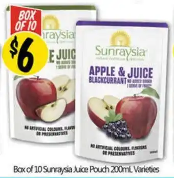 NQR Bax of 10 Sunraysia Juice Pouch Varieties offer