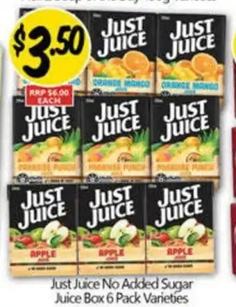 NQR Just Juice No Added Sugar Juice Box Varieties offer