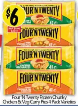 NQR Four 'N Twenty Frozen Chunky Chicken & Veg Curry Pies Varieties offer