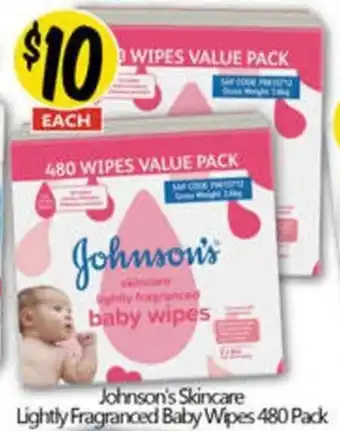 NQR Johnson's Skincare or Lightly Fragranced Baby Wipes offer