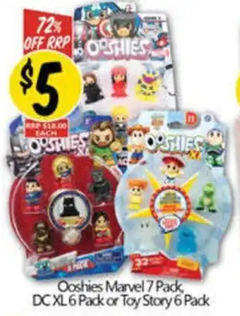 NQR Ooshies Marvel 7 Pack DCXL 6 Pack or Toy Story 6 Pack offer