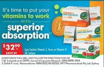 Pharmacy4Less Lipo-Sachets Vitamin C, Ferro or Vitamin D offer