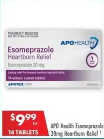 Pharmacy4Less APO Health Esomeprazole 20mg Heartburn Relief offer