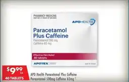 Pharmacy4Less APO Health Paracetamol Plus Caffeine Paracetamol 500mg Caffeine 65mg offer