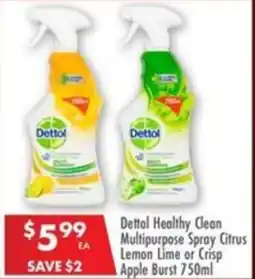 Pharmacy4Less Dettol Healthy Clean Multipurpose Spray Citrus Lemon Lime or Crisp Apple Burst offer