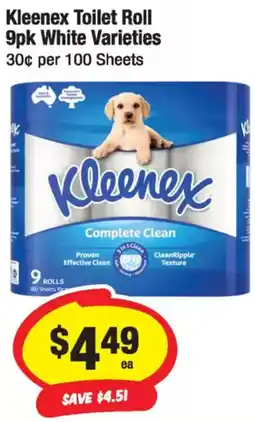 CORNETTS Kleenex Toilet Roll 9pk White Varieties offer