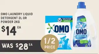 Adelaide's finest OMO LAUNDRY LIQUID DETERGENT OR POWDER offer