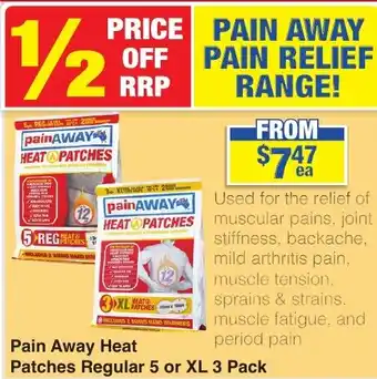 My Chemist Pain Away Heat Patches Regular 5 or XL 3 Pack offer